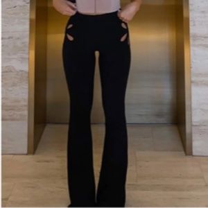 WHITEFOX FLORAL CUT FLARE PANTS